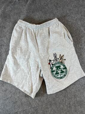 VINTAGE 90s Looney Tunes Bugs Bunny Shorts Youth Small Gray Acme Trading USA